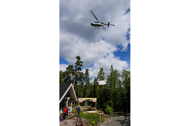 Transport bain nordique hélicoptère